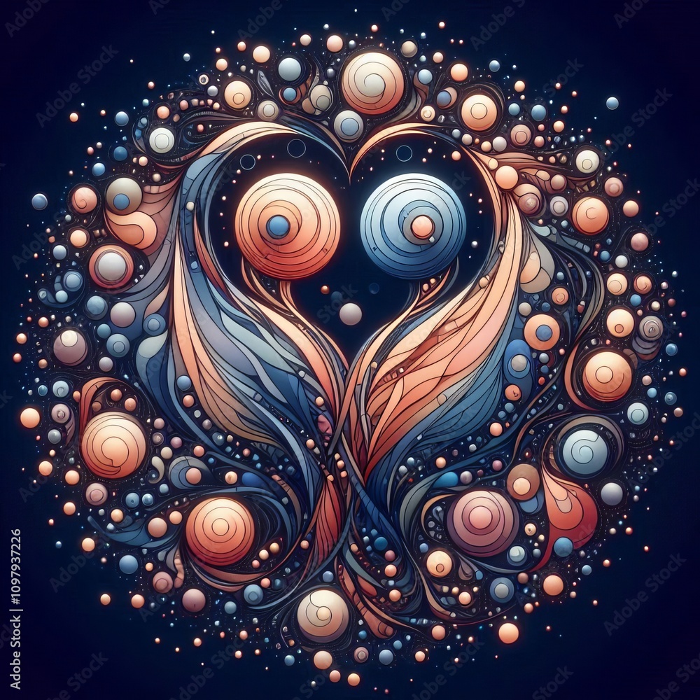 Poster interconnected shapes overlapping and intertwined forms represen