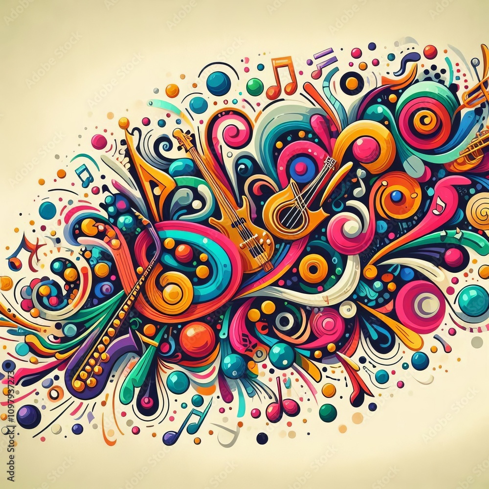 Poster jazz notes colorful notes with a freeform style