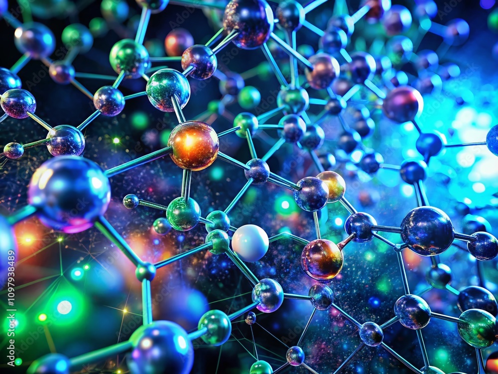 Aufkleber night photography of molecular structure pattern background showcasing advanced technology design fo