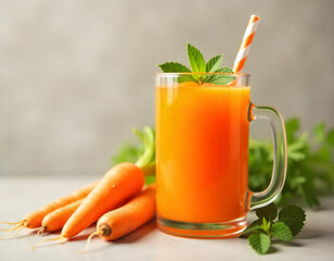 Fresh vibrant carrot juice 