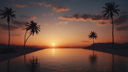 Obraz premium 4K Minimalist Sunset Wallpaper, Sunset Background, Sunset Desktop Wallpaper