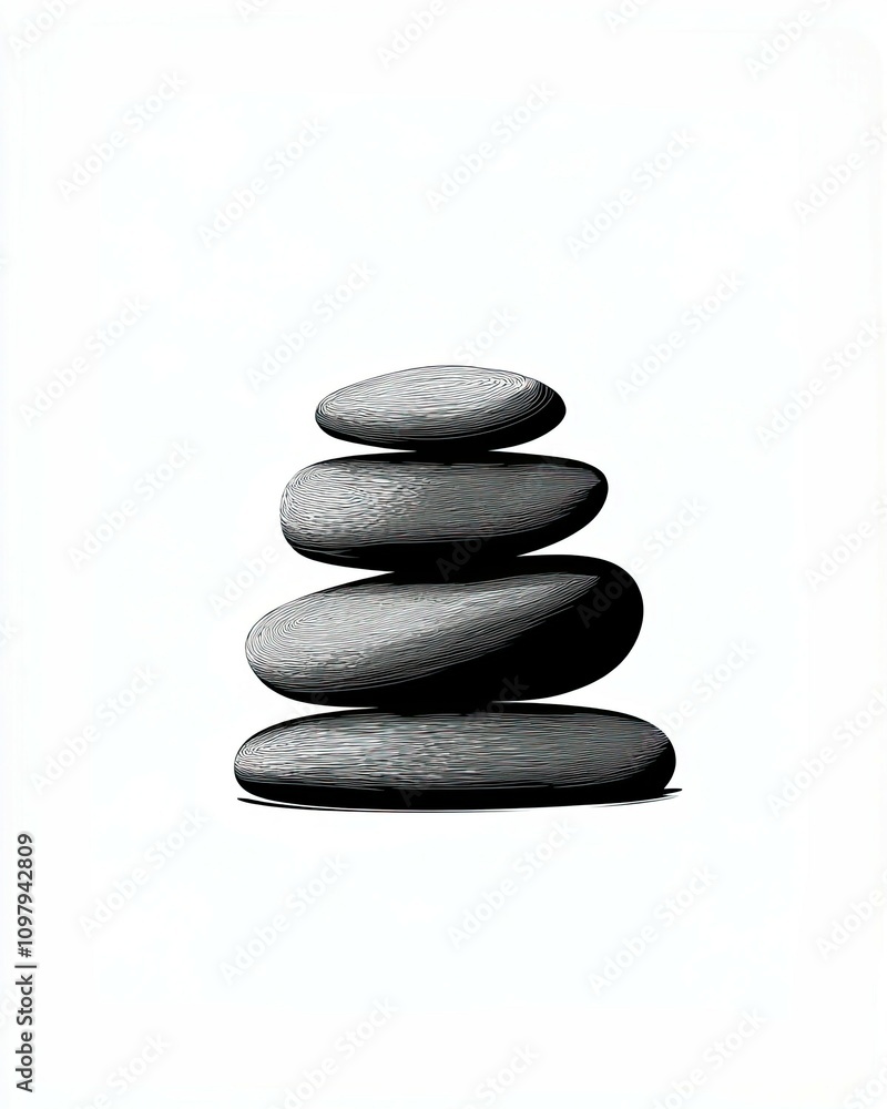 Canvas Prints stacked stones symbolize balance and tranquility, set against a minimalist backdrop for a serene aes