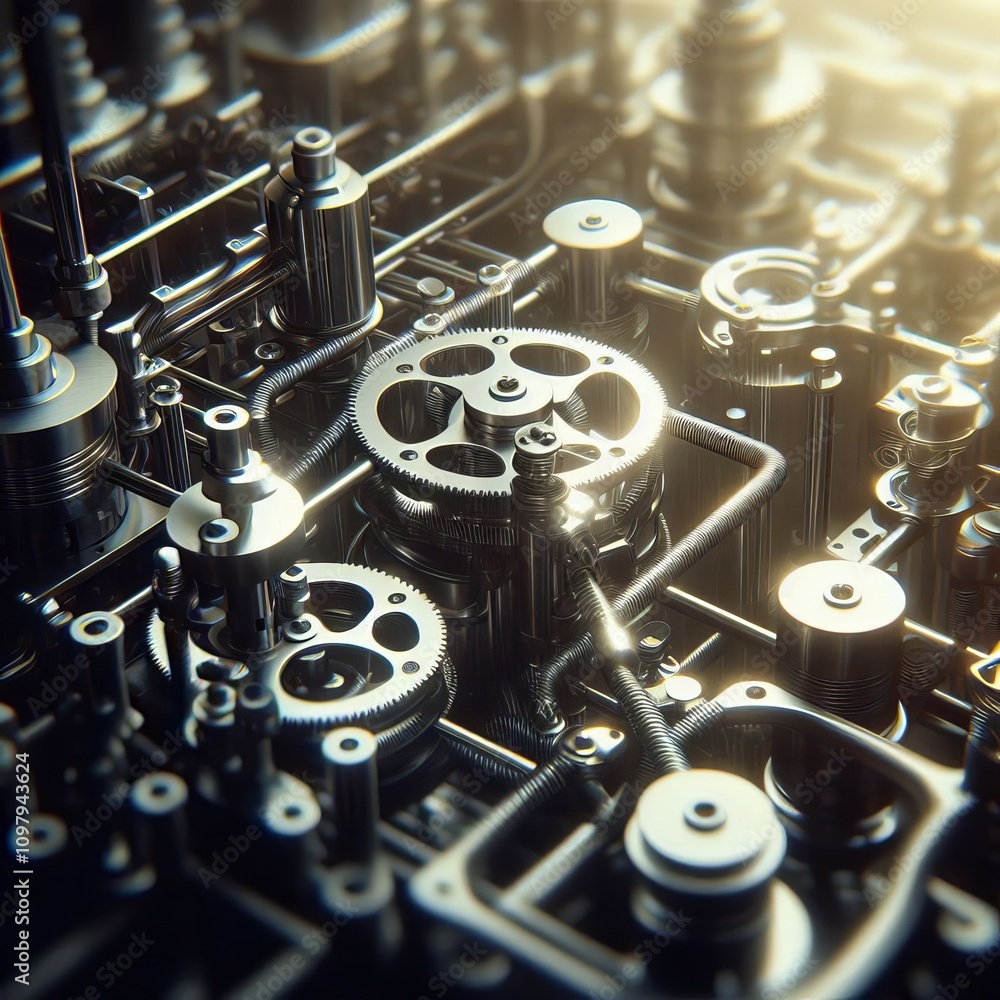 Aufkleber Soft diffused light casting shadows on a complex machine