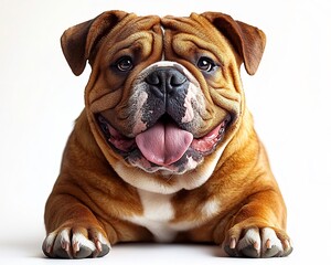 Obraz premium Chubby and Adorable Bulldog Resting on White Background