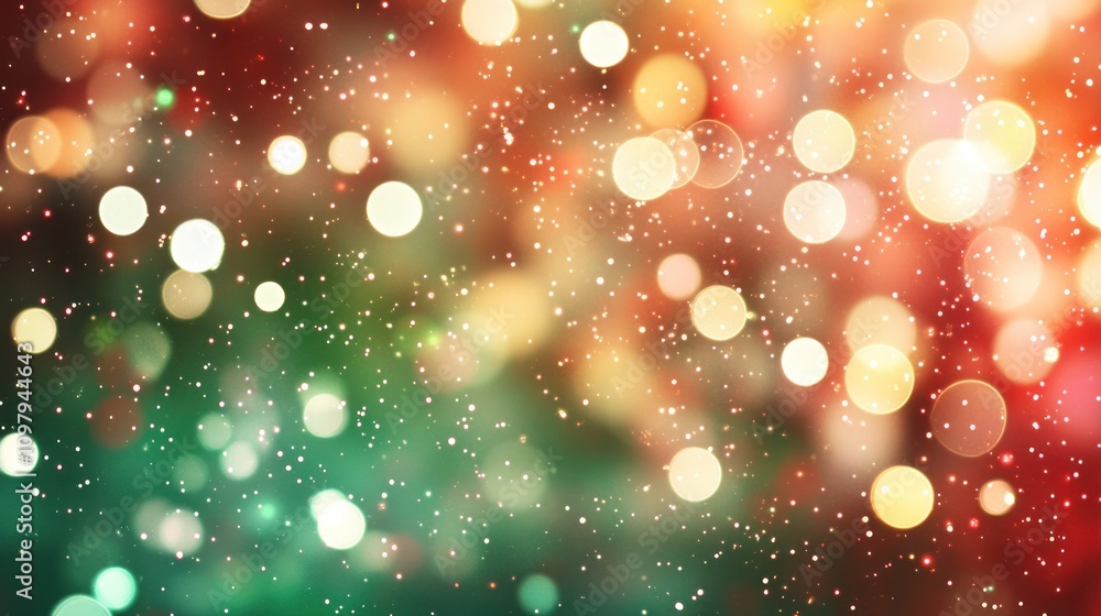 Poster a vibrant abstract christmas bokeh background featuring shimmering circles of light in various shade
