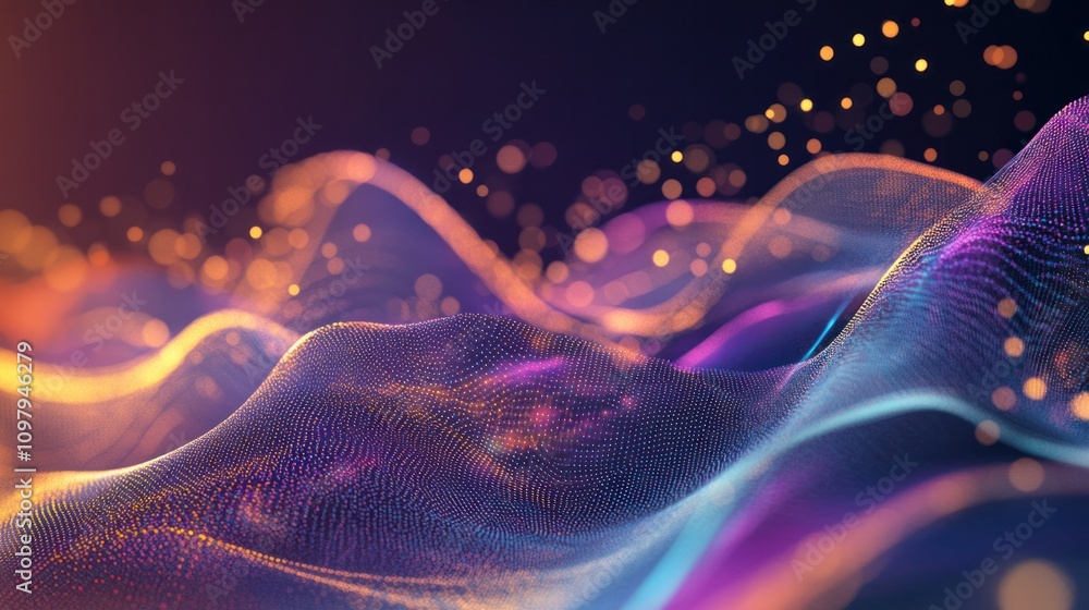 Aufkleber an artistic visualization of a dynamic wave line design intertwined with colorful gradient connectio