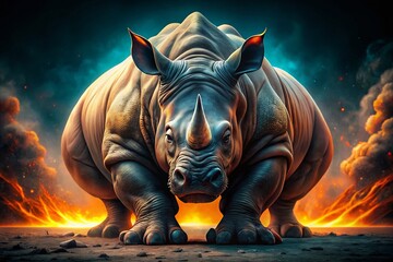 Powerful Charging Rhinoceros Logo Design Representing Strength and Untamed Spirit in Modern Aesthetic with Simple Yet Impactful Features for Branding and Marketing Purposes