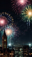 Naklejka premium fireworks over the city