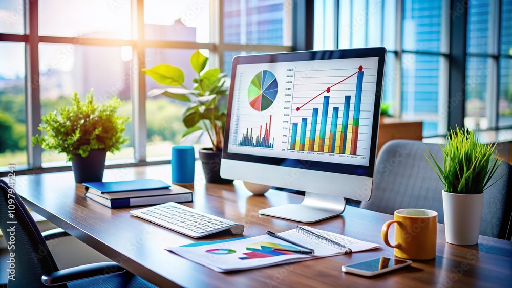 Poster professional data report visuals with analytical charts, graphs, and metrics for business insights a