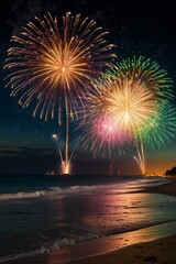Fototapeta premium fireworks over the river