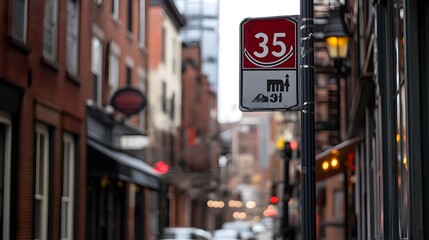 Speed limit sign displaying 35 mph on a rural road, emphasizing the importance of adhering to traffic regulations for safety and compliance.