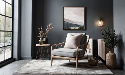 Cozy Reading Nook with Dark Walls, Generative AI