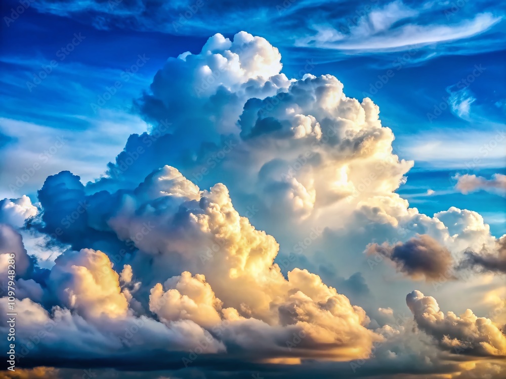 Poster realistic clouds in the sky: stunning atmospheric display captured with the rule of thirds for a bal