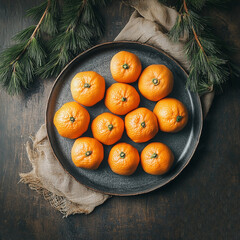 tangerines on a large platter. photo