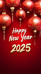 Red background with lanterns. illustration