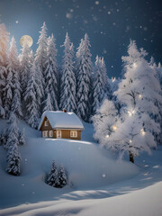 Naklejka premium House in the snow