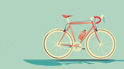 Fototapeta premium A minimalist illustration of a bicycle with a water bottle, emphasizing leisure and cycling.