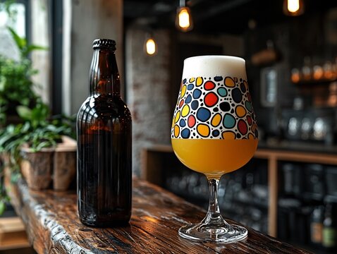 Bold Craft Brewery Brand Identity with Abstract Patterns and Hand Lettered Fonts Vibrant Colors