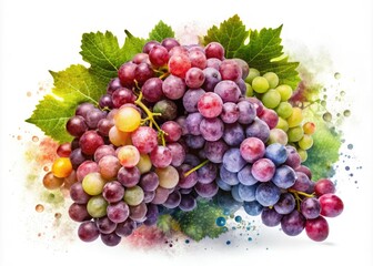 Fototapeta premium Stunning Double Exposure Grapes Clipart Design on White Background for Creative Projects, Wine Marketing, and Artistic Design Elements