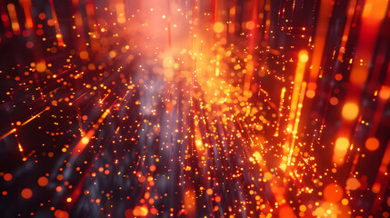 Obraz premium Abstract 3D Background: Fiery Glowing Particles
