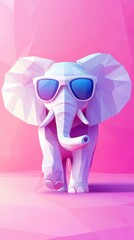 Elephant in sunglasses on pink background vector art