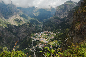 view of Curral das Freiras from the Eira do Serrado Viewpoint (Madeira, Portugal)