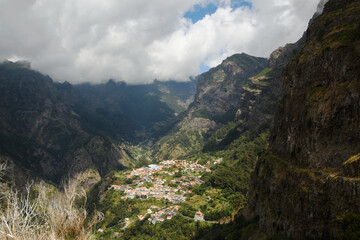 view of Curral das Freiras from the Eira do Serrado Viewpoint (Madeira, Portugal)