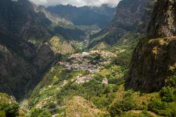 view of Curral das Freiras from the Eira do Serrado Viewpoint (Madeira, Portugal)