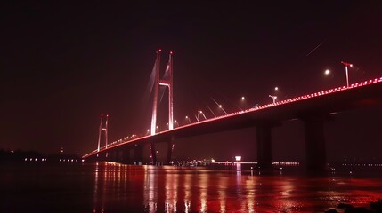 Obraz premium Wuhan_City_Expressway_Night_Scene_Yangtze_River_Brid