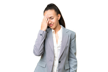 Young Arabian woman over isolated chroma key background with headache