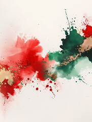 red, green and golden paint splashes