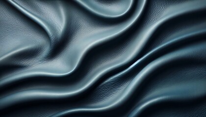 Fototapeta premium Elegant dark blue leather texture displaying soft waves and subtle sheen under soft lighting