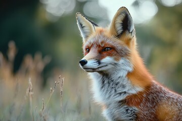 Fototapeta premium Fuchs - Red Fox on White Background, Isolated View from the Side
