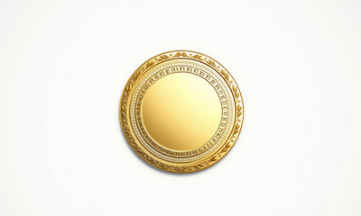 shiny gold medal with intricate detailing, symbolizing achievement and success. Perfect for awards and recognition themes