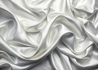 Obraz premium Elegant Minimalist White Silk Fabric Background with Wavy Satin Texture for Stunning Visuals, Photography, and Design Projects