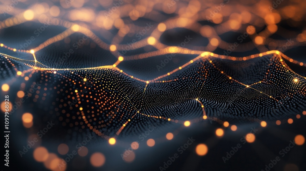 Poster a sophisticated 3d illustration illustrating an abstract data visualization concept, with interconne