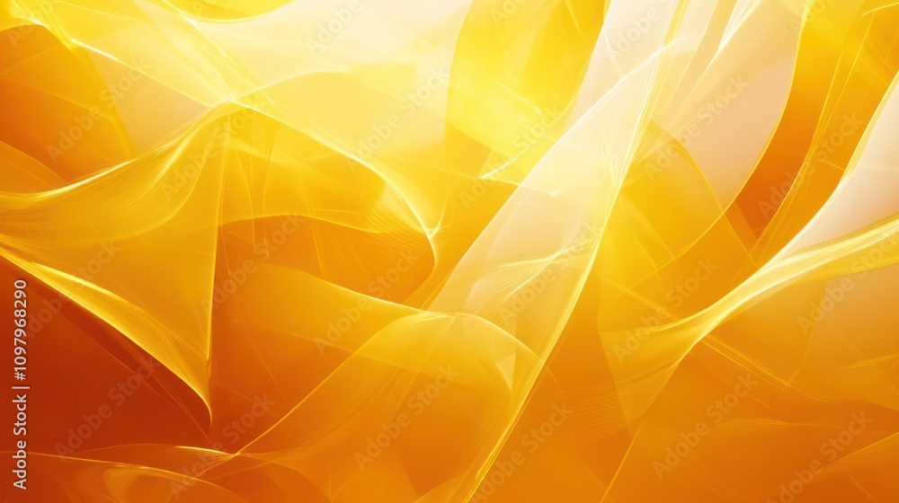 Poster with a warm yellow-gold gradient as the base, layered with irregular transparent shapes that create 