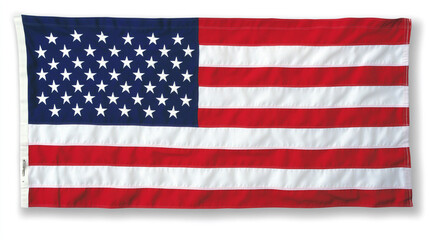 Fototapeta premium United States flag displayed outdoors during a sunny day at a public gathering