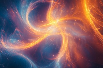 Fototapeta premium Abstract swirling cosmic nebula, fiery orange and blue.