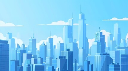 Fototapeta premium Blue_modern_architecture_bustling_city_sky