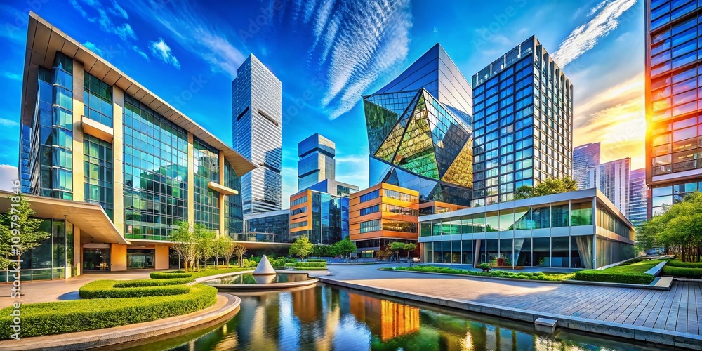 Poster stunning architectural background showcasing modern design with dynamic elements and vibrant colors 