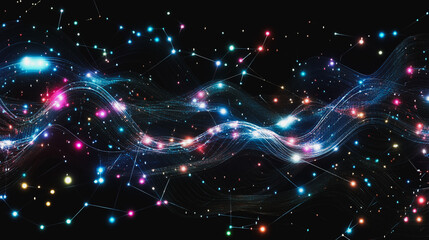 Obraz premium Abstract business connection of lines from nodes It is connected to endless nodes and represents the innovation of communication in the network.