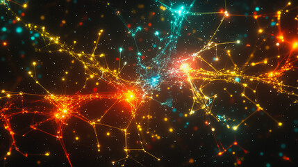 Obraz premium Abstract business connection of lines from nodes It is connected to endless nodes and represents the innovation of communication in the network.