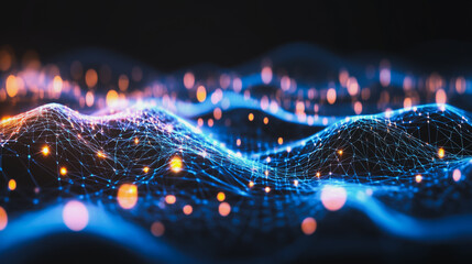 Abstract digital background electromagnetic wave background Innovation digital wave background information technology background The background is the background. gradient wave digital wave banner