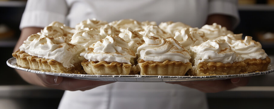 Cream Pies Close-Up in a Diner