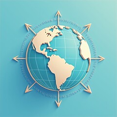Naklejka premium Geometric Globe Icon with Longitude and Latitude Lines