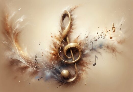 abstract musical background with musical treble clef and notes