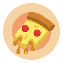 Playful Pizza Slice Icon with Toppings