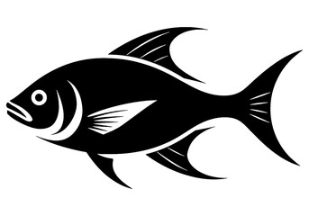 Obraz premium シンプルな魚のシルエットイラスト 透過背景の切り抜き