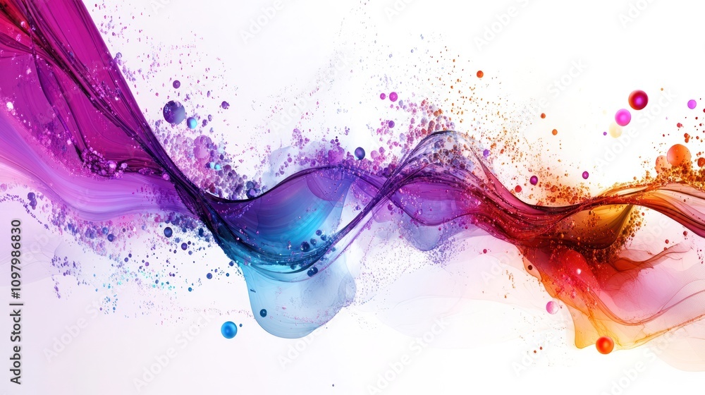 Poster quantum transport, showcasing interconnected particles and wave functions in a dynamic flow. the ima